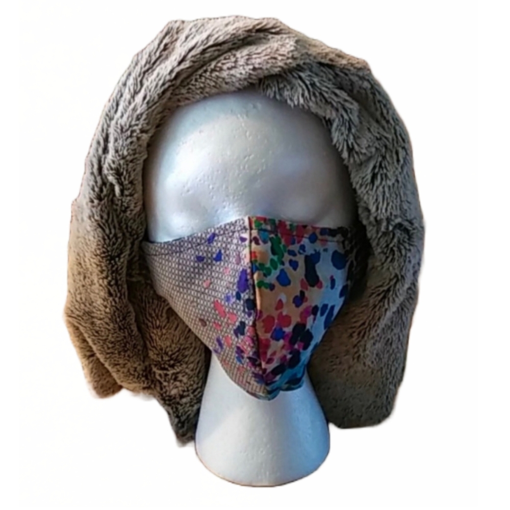WOMEN'S “COLORFUL GRID” COTTON BLEND FACE MASK